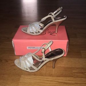 Silver Sparkle Gold Strappy Heel